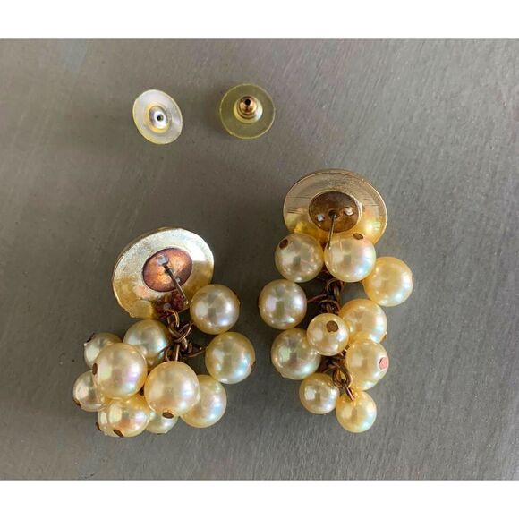 Gold luster Pearl pierced earrings in Gold, Vintage, Unmarked - Picture 3 of 4